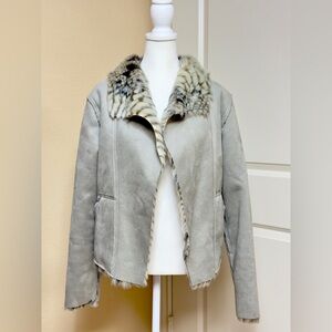 Anthropologie Marrakech Reversible Faux Fur Suede Jacket-Small